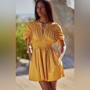 MISA LA Camila Dress Yellow Smocked Mini Dress NWOT Sz Small✨